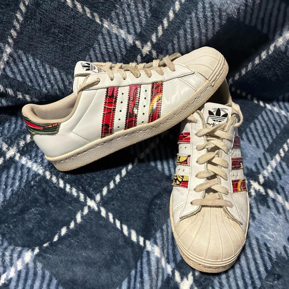 Adidas Trainers Womens Size 7.5 Originals Superstar White Dragon Leather Shoes